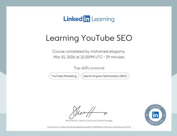 LinkedIn Learning — YouTube SEO — Mohamed Elagamy
